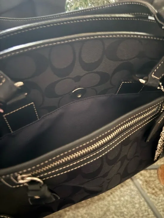 Coach Black Signature Satchel (or Boston Bag - Picture 9 of 12